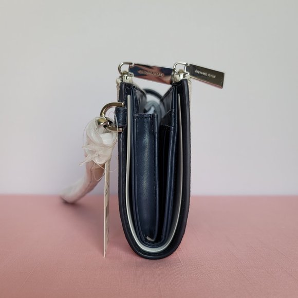 MICHAEL KORS Jet Set Double Zip Signature Phone Wristlet- Ocean Blue Multi 🎈⭐ - Picture 9 of 16